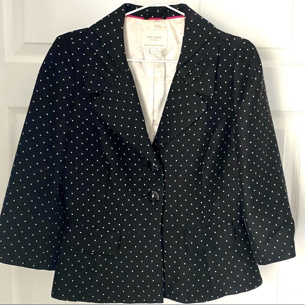 GUC Kate Spade ♠️ black white polka dot blazer W sz 8
